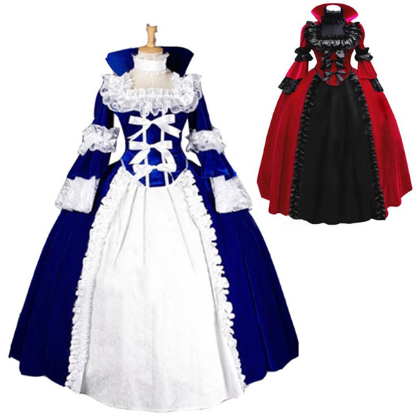 王女様風ドレス  レッド×ブラック ブルー×ホワイト プリンセス風 ヴィラン風