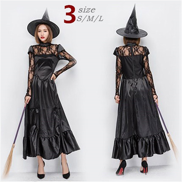 ハロウィン 衣装 ワンピース 魔女 ヴァンパイア 吸血鬼 衣装 舞台劇 オペラ 衣装 黒 ロングドレス ハロウィン コスチューム パーティー 2点セット 成人用 女性用 演出服 豪華 仮装 eb827c0c0x0