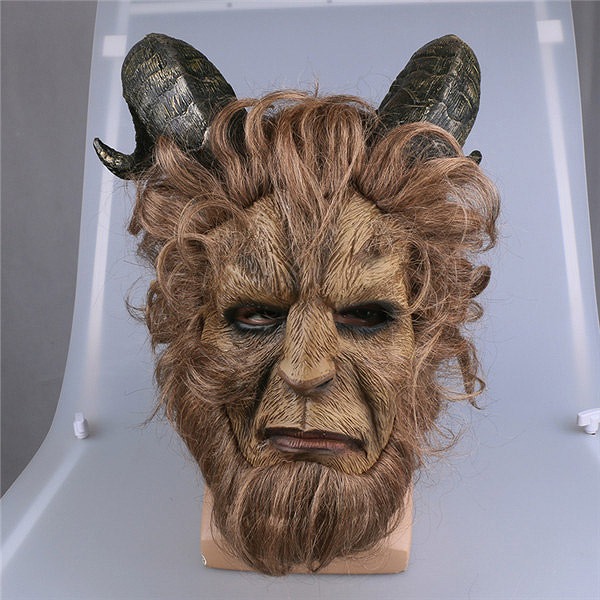 ハロウィン仮装 Halloween マスク ラテックスマスク 野獣 仮面舞踏会 牛 マスク ライオンマスク 牛角付き eb844c0c0x0