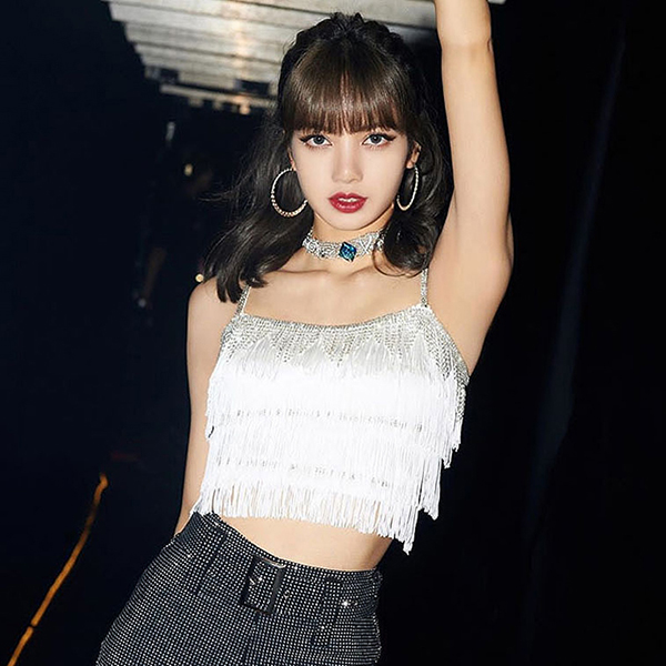 韓流 BLACKPINK LISA リサ K-POP衣装 トップス パンツ フリンジ ライブ コンサート 服装 練習 衣装  Vings(ヴィングス)