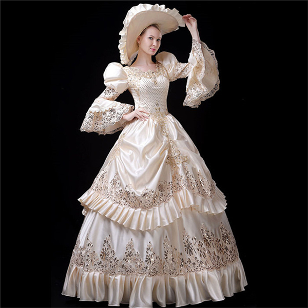 舞台 中世 豪華ロングドレス ステージ衣装としても最適 フランス貴族