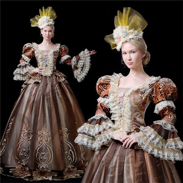 ロングドレス ヨーロッパ貴族の衣装 女性用 中世貴族風 フランス式