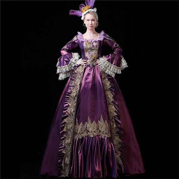 ロングドレス ヨーロッパ貴族の衣装 女性用 中世貴族風 フランス式
