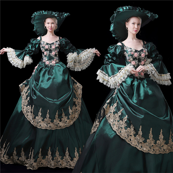 欧風宮廷服 女性用 西洋 貴族の衣装 ロングドレス ステージ衣装
