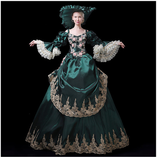 欧風宮廷服 女性用 西洋 貴族の衣装 ロングドレス ステージ衣装 パレード 余興に ハロウィン