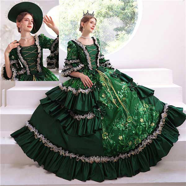 ロングドレス 編み上げタイプ 中世ヨーロッパ お姫様 貴族ドレス ステージ衣装 コスプレ・衣装のVings