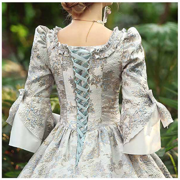 西洋ドレス レディース ロングドレス 編み上げタイプ ロココ 貴族ドレス 中世ヨーロッパ プリンセスドレス ステージ衣装 コスプレ・衣装のVings
