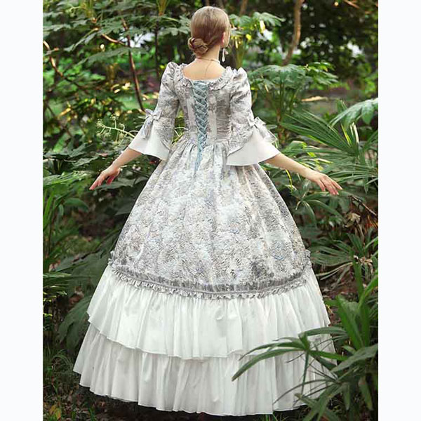 西洋ドレス レディース ロングドレス 編み上げタイプ ロココ 貴族ドレス 中世ヨーロッパ プリンセスドレス ステージ衣装 コスプレ・衣装のVings