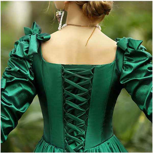 ロングドレス ロココ 貴族ドレス グリーン 中世ヨーロッパ  プリンセスドレス ステージ衣装 緑 コスプレ・衣装のVings