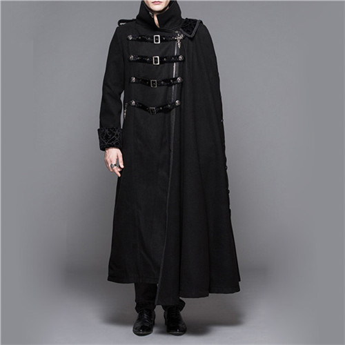 中世貴族風 メンズ ブラック ゴシック ロングコート ケープ付き Vings ヴィングス