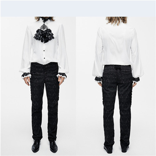 貴族風シャツ 長袖 メンズ 装飾豪華 ホワイト ブラック コスプレ・衣装のVings