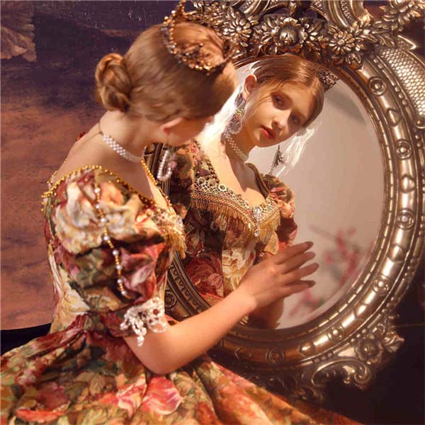 宮廷ドレス ドレス レディース ロングドレス 花柄 貴族ドレス 18世紀 中世ヨーロッパ ステージ衣装 オペラ シャンパン Vings(ヴィングス)