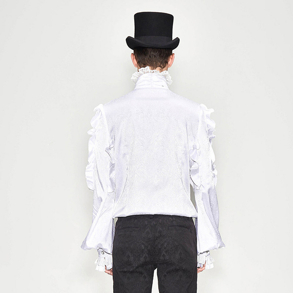 ゴシック風 トップス舞台ステージ衣装 ヨーロッパ中世風  シャツ ブラック ホワイト コスプレ・衣装のVings