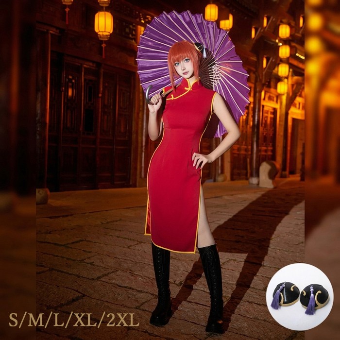 銀魂 ぎんたま 神楽 チャイナドレス コスプレ衣装 cosplay 仮装 文化祭 学園祭 ウイッグ追加可 S M L XL 2XL コスプレ・衣装のVings