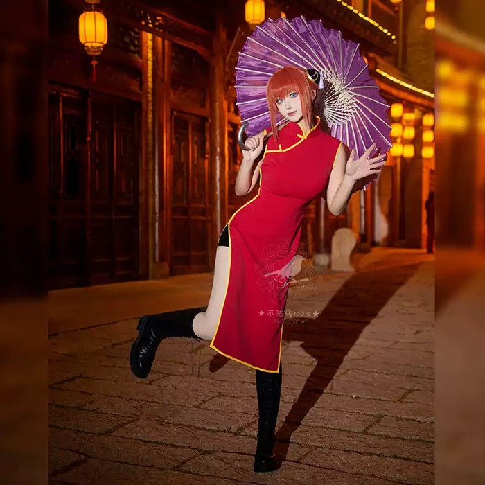 銀魂 ぎんたま 神楽 チャイナドレス コスプレ衣装 cosplay 仮装 文化祭 学園祭 ウイッグ追加可 S M L XL 2XL コスプレ・衣装のVings