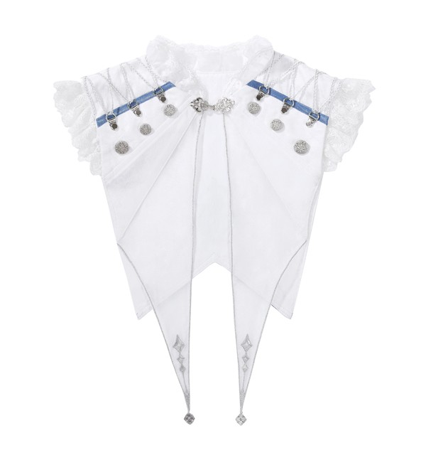 王子風ロリータ 竜騎士風 皇子系 少年装 3点セット リボン 夏 ノースリーブ 男装 王子装 王子系 フリル ゴスロリ服 中華風 ロリィタ ステージ服 コスチューム 仮装 コスプレ サブカル系 可愛い 男女兼用 舞台 衣装 ステージ イベント 文化祭 学園祭 パンツ ホワイト Lolita S M L コスプレ・衣装のVings