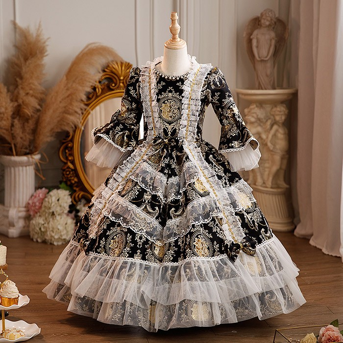 キッズ 貴族 ドレス お姫様 衣装 油絵風 ロング 宮廷 王族服 お嬢様 舞台衣装 復古 ヨーロッパ 演劇服装 ステージ衣装 オペラ声楽 撮影 西洋ドレス レディース ロングドレス 貴族ドレス 中世 ワンピース 演出服 演劇 ハロウィン 女の子 コスプレ・衣装のVings