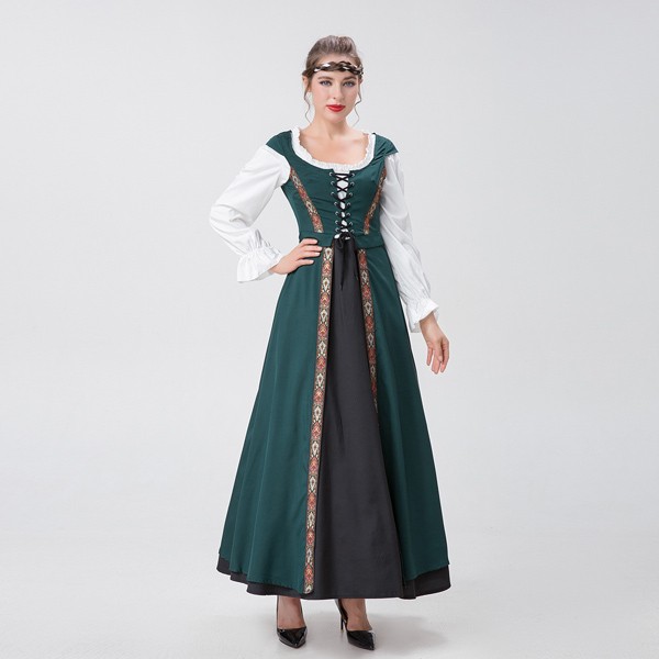 ハロウィンワンピース 中世 ヨーロッパ風 レディース ワンピース ロング コスプレ 女性 ヨーロッパ中世 古着 Halloween 中世 復古 復古風 西洋 民族衣装 貴族 中世紀 巫女 女性用 宮廷装コスチューム 魔法 イベント 演出服 パーティー 文化祭 学園祭 イベント 仮面舞踏会 コスプレ・衣装のVings