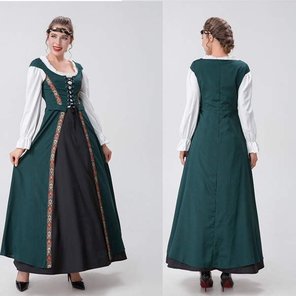 ハロウィンワンピース 中世 ヨーロッパ風 レディース ワンピース ロング コスプレ 女性 ヨーロッパ中世 古着 Halloween 中世 復古 復古風 西洋 民族衣装 貴族 中世紀 巫女 女性用 宮廷装コスチューム 魔法 イベント 演出服 パーティー 文化祭 学園祭 イベント 仮面舞踏会 コスプレ・衣装のVings