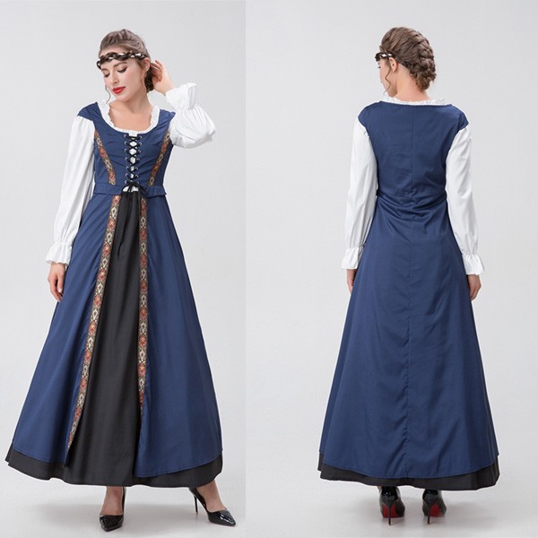 ハロウィンワンピース 中世 ヨーロッパ風 レディース ワンピース ロング コスプレ 女性 ヨーロッパ中世 古着 Halloween 中世 復古 復古風 西洋 民族衣装 貴族 中世紀 巫女 女性用 宮廷装コスチューム 魔法 イベント 演出服 パーティー 文化祭 学園祭 イベント 仮面舞踏会 コスプレ・衣装のVings