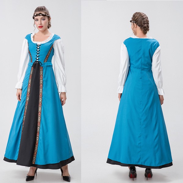 ハロウィンワンピース 中世 ヨーロッパ風 レディース ワンピース ロング コスプレ 女性 ヨーロッパ中世 古着 Halloween 中世 復古 復古風 西洋 民族衣装 貴族 中世紀 巫女 女性用 宮廷装コスチューム 魔法 イベント 演出服 パーティー 文化祭 学園祭 イベント 仮面舞踏会 コスプレ・衣装のVings