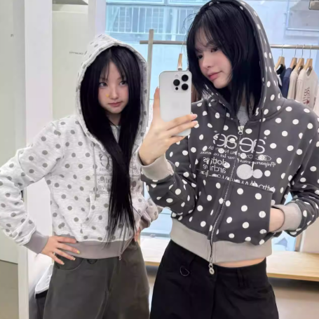 aeae DOT SMALL LETTER 無地 長袖 ファスナー パーカー 迷彩 ボーダー フード付きジップアップアウター レディース カジュアル ジップパーカー多タイプ展開 日系ストリート風 sh281h5 コスプレ・衣装のVings
