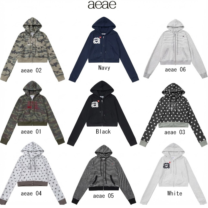 aeae DOT SMALL LETTER 無地 長袖 ファスナー パーカー 迷彩 ボーダー フード付きジップアップアウター レディース カジュアル ジップパーカー多タイプ展開 日系ストリート風 sh281h5 コスプレ・衣装のVings