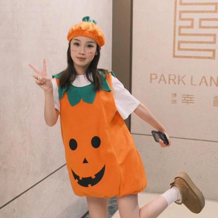 ハロウィン 仮装 コスチューム かぼちゃ 衣装 レディース メンズ キッズ フリーサイズ パーティー 学園祭 イベント コスプレ グッズ ヘアバンド追加可 コスプレ・衣装のVings
