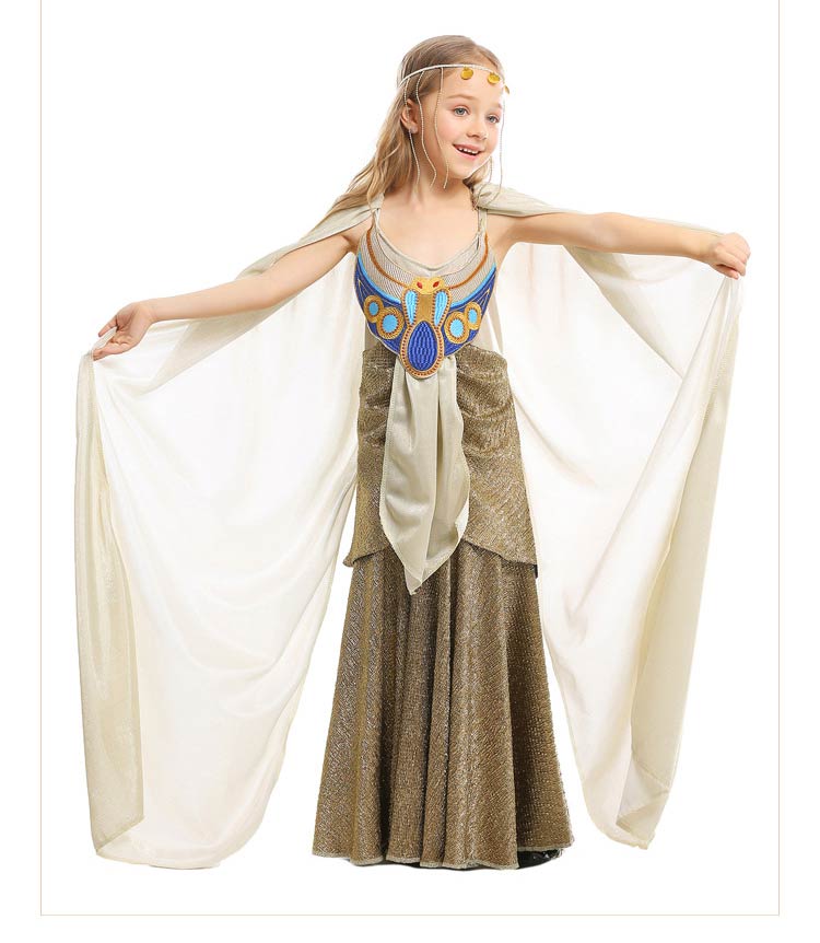 ハロウィン衣装 古代エジプト神話 ドレス 子供 レディース エジプトファラオ 舞台ワンピース 大人 大人用 コスプレ・衣装のVings