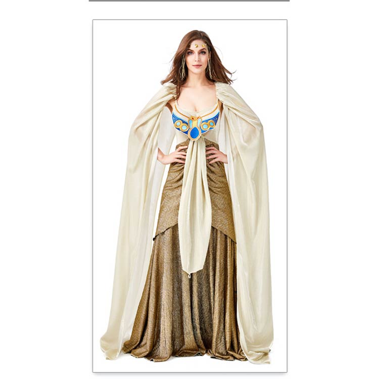 ハロウィン衣装 古代エジプト神話 ドレス 子供 レディース エジプトファラオ 舞台ワンピース 大人 大人用 コスプレ・衣装のVings