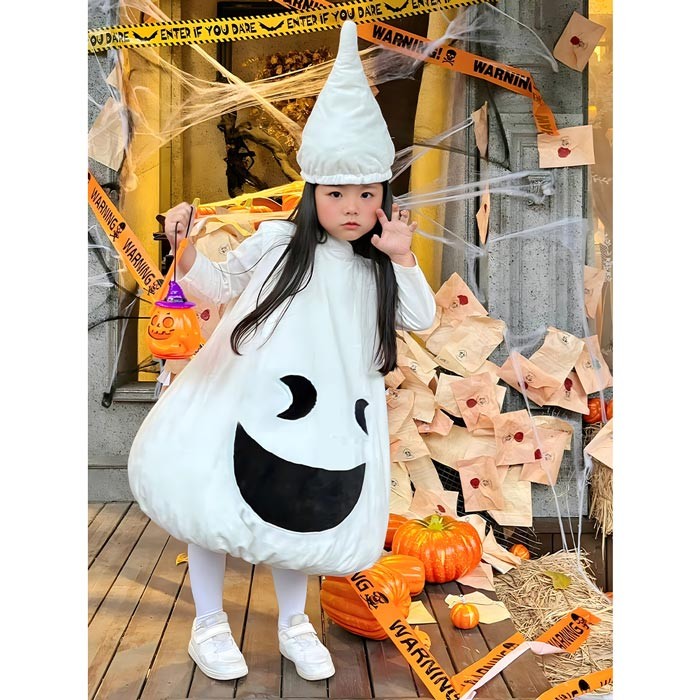 子供 ハロウィン 衣装 おばけ ゴースト コスプレ 仮装 90〜120cm キッズ 男の子 女の子 コスチューム パーティーグッズ 可愛い 文化祭 学園祭 イベント 余興 コスプレ・衣装のVings