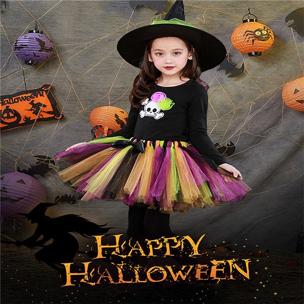 ハロウィン 子供 女の子 ドレス 仮装コスチューム コスプレかぼちゃ おばけ 豪華5点セット