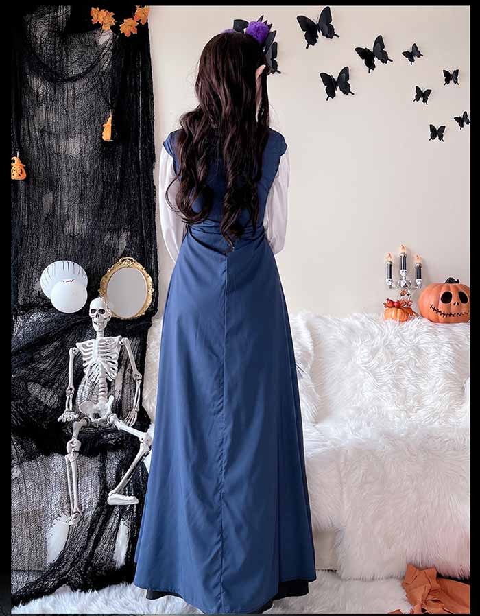 中世ヨーロッパ 貴族 ドレス ロングドレス コスプレ衣装 大人 魔法使い パーティードレス ハロウィン 仮装 上品 ネイビー ワインレッド ゴシック様式 ビクトリア 風 学園祭 文化祭 ダンスパーティー パーティードレス 衣装 クリスマス 文化祭 学園祭 コスプレ・衣装のVings