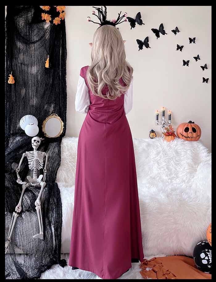 中世ヨーロッパ 貴族 ドレス ロングドレス コスプレ衣装 大人 魔法使い パーティードレス ハロウィン 仮装 上品 ネイビー ワインレッド ゴシック様式 ビクトリア 風 学園祭 文化祭 ダンスパーティー パーティードレス 衣装 クリスマス 文化祭 学園祭 コスプレ・衣装のVings