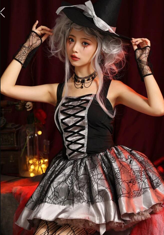 ハロウィン 吸血鬼  ワンピース コスチューム ハロウィン衣装 仮装 かわいい おしゃれ ハロウィンコスプレ グレー パープル コスプレ・衣装のVings