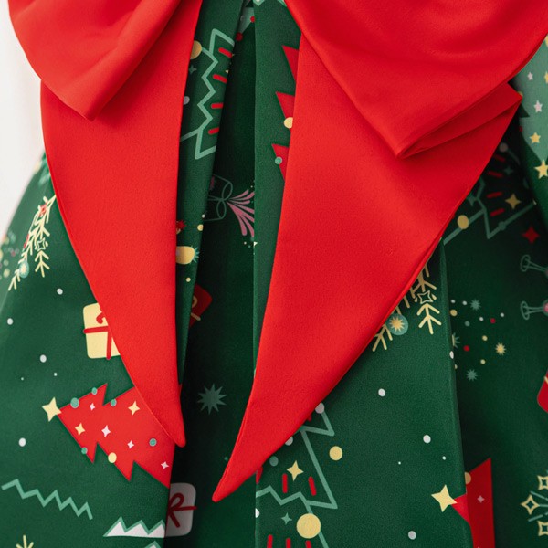 キッズドレス クリスマス風 ビッグリボン ドレス ショート丈 半袖 ミニ コスチューム衣装 子供ドレス パーティードレス カラードレス ワンピース お姫様 女の子 子供 かわいい ステージ 演出 イベント 写真用 レッド グリーン 70 80 90 100 110 コスプレ・衣装のVings