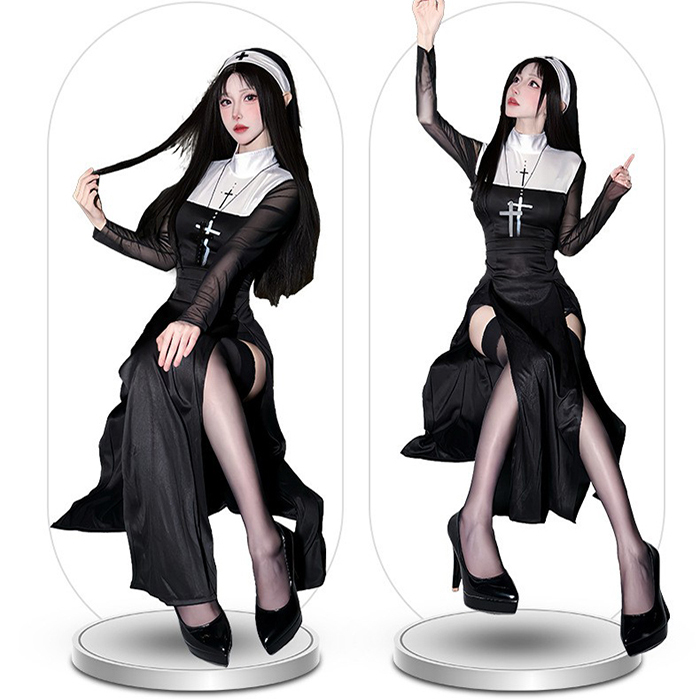 ハロウィン 衣装 修道女 仮装 コス コスプレ ハロウィン 聖女 修道士 コスプレ衣装 シスターコス シスター 黒 レディース ワンピース コスチューム 大人 女性 ハロウィン仮装 コスプレ・衣装のVings