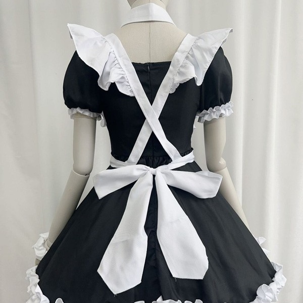 ロリータ ハロウィン メイド服 コスチューム 十字架 レトロ風 クラロリ ショート丈 半袖 パフスリーブ フリル レディース ゴスロリ ロリィタファッション コスプレ 衣装 可愛い 仮装 パーティー イベント 文化祭 学園祭 ブルー ブラック 黒 大きいサイズ S M L XL 2XL 3XL コスプレ・衣装のVings