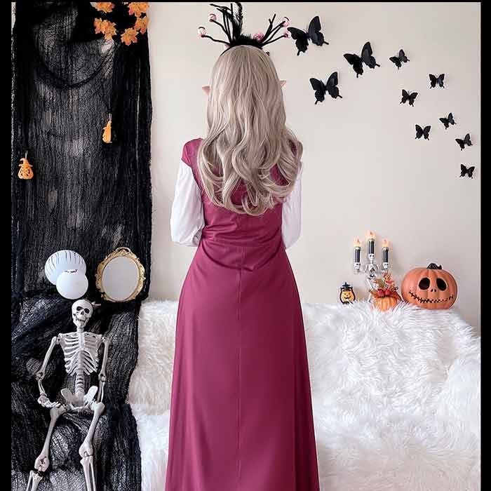 中世ヨーロッパ 貴族 ドレス ロングドレス コスプレ衣装 大人 魔法使い パーティードレス ハロウィン 仮装 上品 ネイビー ワインレッド ゴシック様式 ビクトリア 風 学園祭 文化祭 ダンスパーティー パーティードレス 衣装 クリスマス 文化祭 学園祭 コスプレ・衣装のVings