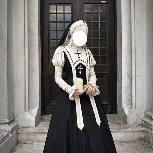 ワンピース ロリータ ハロウィン シスター ミモレ丈 レディース ゴスロリ ハイウエスト Aライン 暗黒風 クラロリ ロリィタファッション 長袖 フリル ロリータワンピース コスチューム コスプレ 衣装 洋服 可愛い 仮装 パーティ イベント ステージ 文化祭 学園祭 ブラック 黒 ベージュ S M L XL コスプレ・衣装のVings