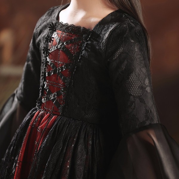 キッズドレス ウイッチ ハロウィン 魔女風 吸血鬼 ドレス ロングドレス 長袖 ロング丈 コスチューム 衣装 ピアノ 発表会 子供ドレス パーティー カラードレス ワンピース エレガント 女の子 子供 フォーマル かわいい ブラック レッド パープル 100 110 120 130 140 150 160 コスプレ・衣装のVings