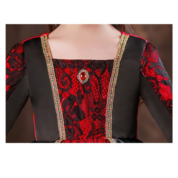 キッズドレス 吸血鬼 ハロウィン ヴァンパイア 魔女 ウイッチ ドレス ロングドレス 袖あり 長袖 ロング丈 コスプレ コスチューム衣装 子供ドレス パーティー カラードレス ワンピース 上品 エレガント 女の子 子供 かわいい イベント レッド 100 110 120 130 140 150 160 コスプレ・衣装のVings