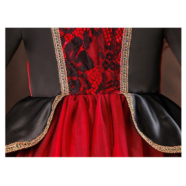 キッズドレス 吸血鬼 ハロウィン ヴァンパイア 魔女 ウイッチ ドレス ロングドレス 袖あり 長袖 ロング丈 コスプレ コスチューム衣装 子供ドレス パーティー カラードレス ワンピース 上品 エレガント 女の子 子供 かわいい イベント レッド 100 110 120 130 140 150 160 コスプレ・衣装のVings