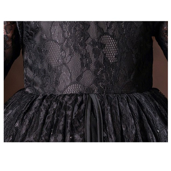 キッズドレス ハロウィン 魔女風 ウイッチ ドレス ロングドレス 袖あり 長袖 ロング丈 コスプレ コスチューム衣装 子供ドレス パーティードレス カラードレス ワンピース 上品 エレガント 女の子 子供 かわいい 演出 イベント 写真用 ブラック 黒 110 120 130 140 150 160 コスプレ・衣装のVings