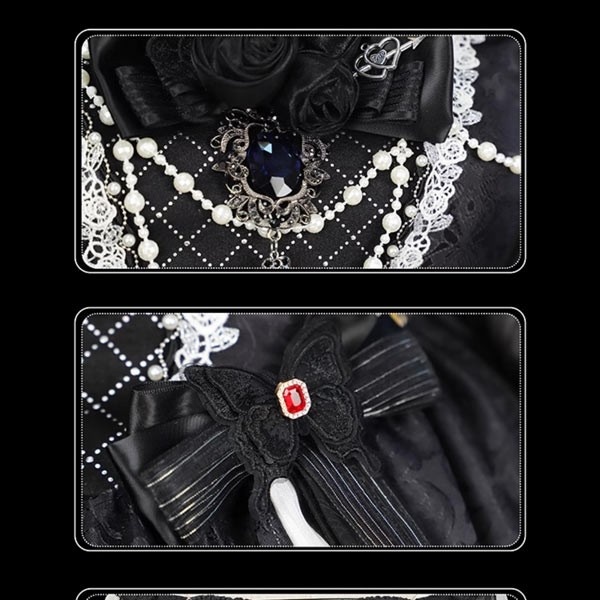 ワンピース ロリータ ハロウィン ステンドグラス風 ミモレ丈 ジャンパースカート オフショルダー レディース 長袖 クラロリ ゴスロリ ゴシック 暗黒風 ロリィタファッション ロリータワンピース コスチューム コスプレ 衣装 可愛い 仮装 イベント 文化祭 ブラック 黒 S M L コスプレ・衣装のVings