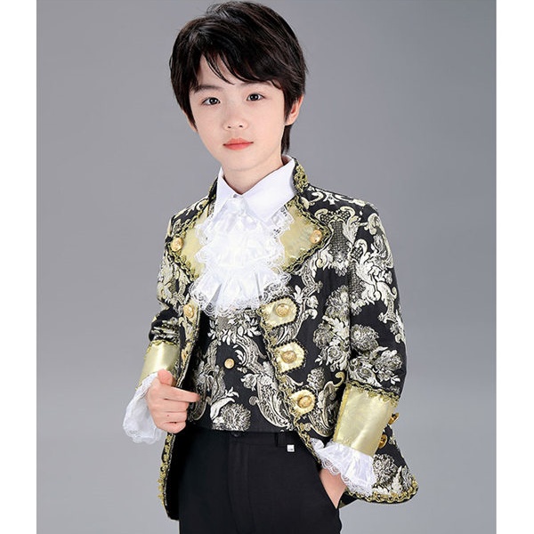 演出服 王子様 演奏会 男の子 キッズ用スーツ 5点セット 子供服 おしゃれな子ども用 ヨーロッパ 中世 キッズ 貴族服装 舞台 ステージ衣装 演劇オペラ声楽 コスプレ衣装 クリスマス仮装 ハロウィン衣装 学園祭 公爵 宮廷服 コスプレ・衣装のVings