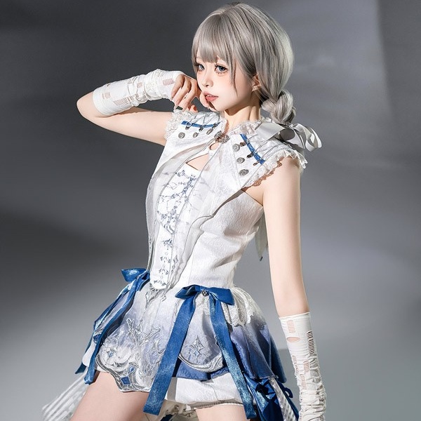 王子風ロリータ 竜騎士風 皇子系 少年装 3点セット リボン 夏 ノースリーブ 男装 王子装 王子系 フリル ゴスロリ服 中華風 ロリィタ ステージ服 コスチューム 仮装 コスプレ サブカル系 可愛い 男女兼用 舞台 衣装 ステージ イベント 文化祭 学園祭 パンツ ホワイト Lolita S M L コスプレ・衣装のVings