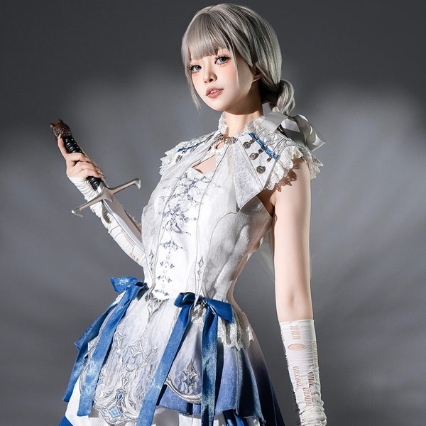 王子風ロリータ 竜騎士風 皇子系 少年装 3点セット リボン 夏 ノースリーブ 男装 王子装 王子系 フリル ゴスロリ服 中華風 ロリィタ ステージ服 コスチューム 仮装 コスプレ サブカル系 可愛い 男女兼用 舞台 衣装 ステージ イベント 文化祭 学園祭 パンツ ホワイト Lolita S M L コスプレ・衣装のVings