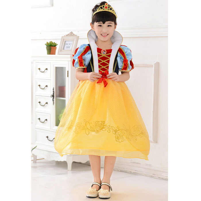 子供 ドレス 豪華 発表会 ディズニー風 白雪姫 ドレス Disney snow White ハロウィン 衣装 子供 女の子 コスプレ ドレス キッズ ハロウィン クリスマス 仮装 110 120 130 140 冠付き コスプレ・衣装のVings