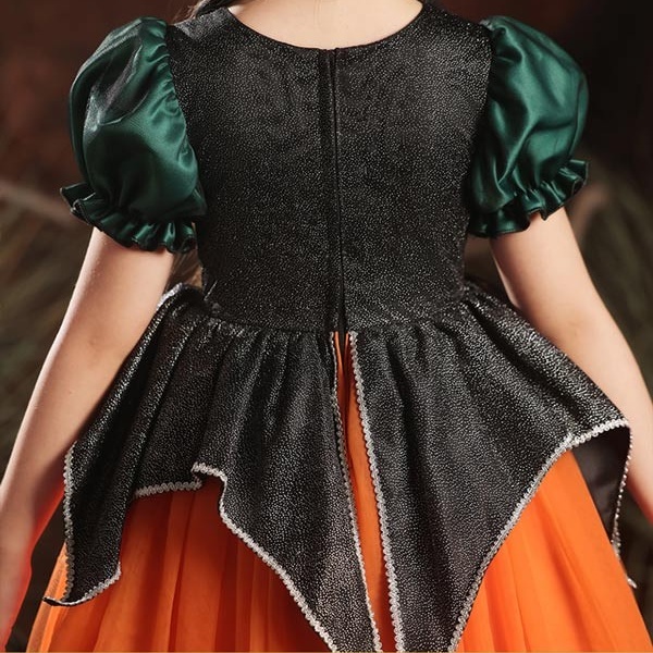 キッズドレス ハロウィン 魔女風 ウイッチ ドレス ロングドレス 袖あり 長袖 ロング丈 コスプレ コスチューム衣装 子供ドレス パーティードレス カラードレス ワンピース 上品 エレガント 女の子 子供 かわいい 演出 イベント 写真用 オレンジ 100 110 120 130 140 150 160 コスプレ・衣装のVings